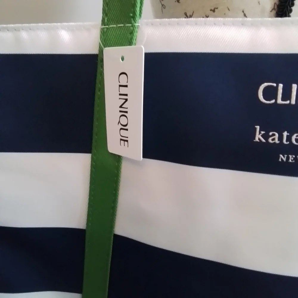 Clinique X Kate Spade New York Tote Blue & White Striped & Green